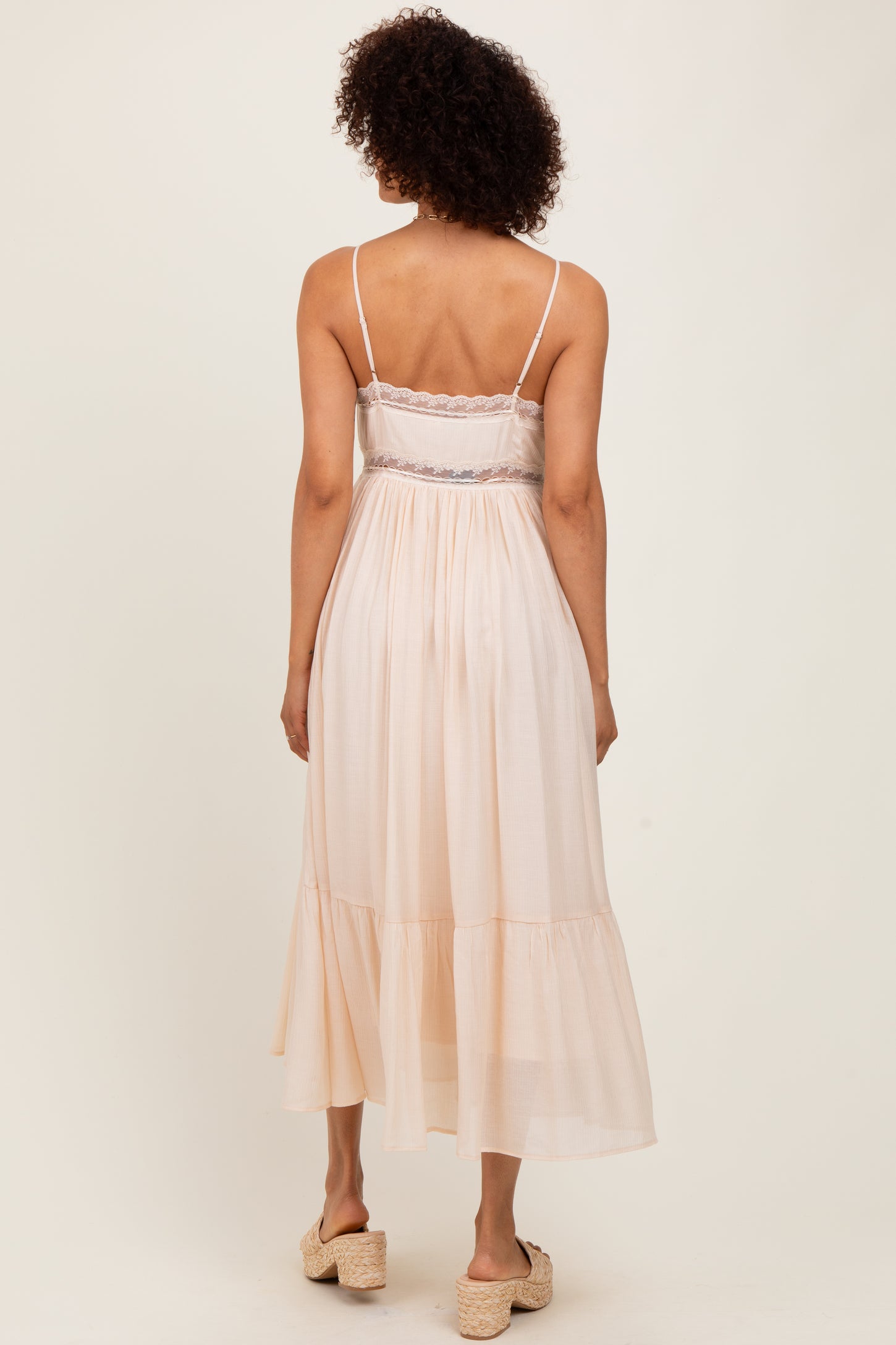 Cream Lace Detail Button Front Sleeveless Midi Dress PinkBlush cream-lace-detail-button-front-sleeveless-midi-dress-pinkblush