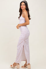 Light Pink Spring Floral Print Sleeveless Dress