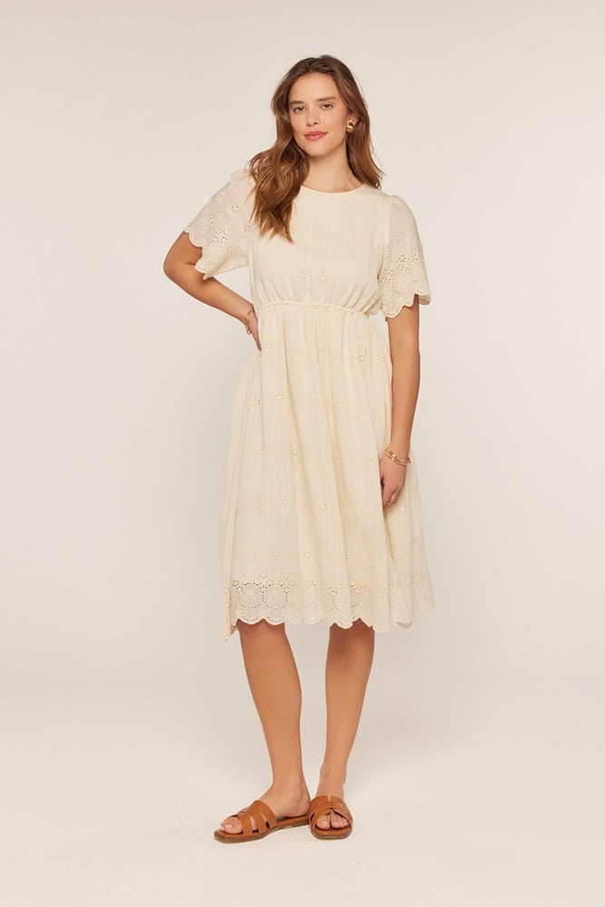 Cream Eyelet Lace Scallop Hem Midi Dress PinkBlush Cream Eyelet Lace Scallop Hem Midi Dress PinkBlush