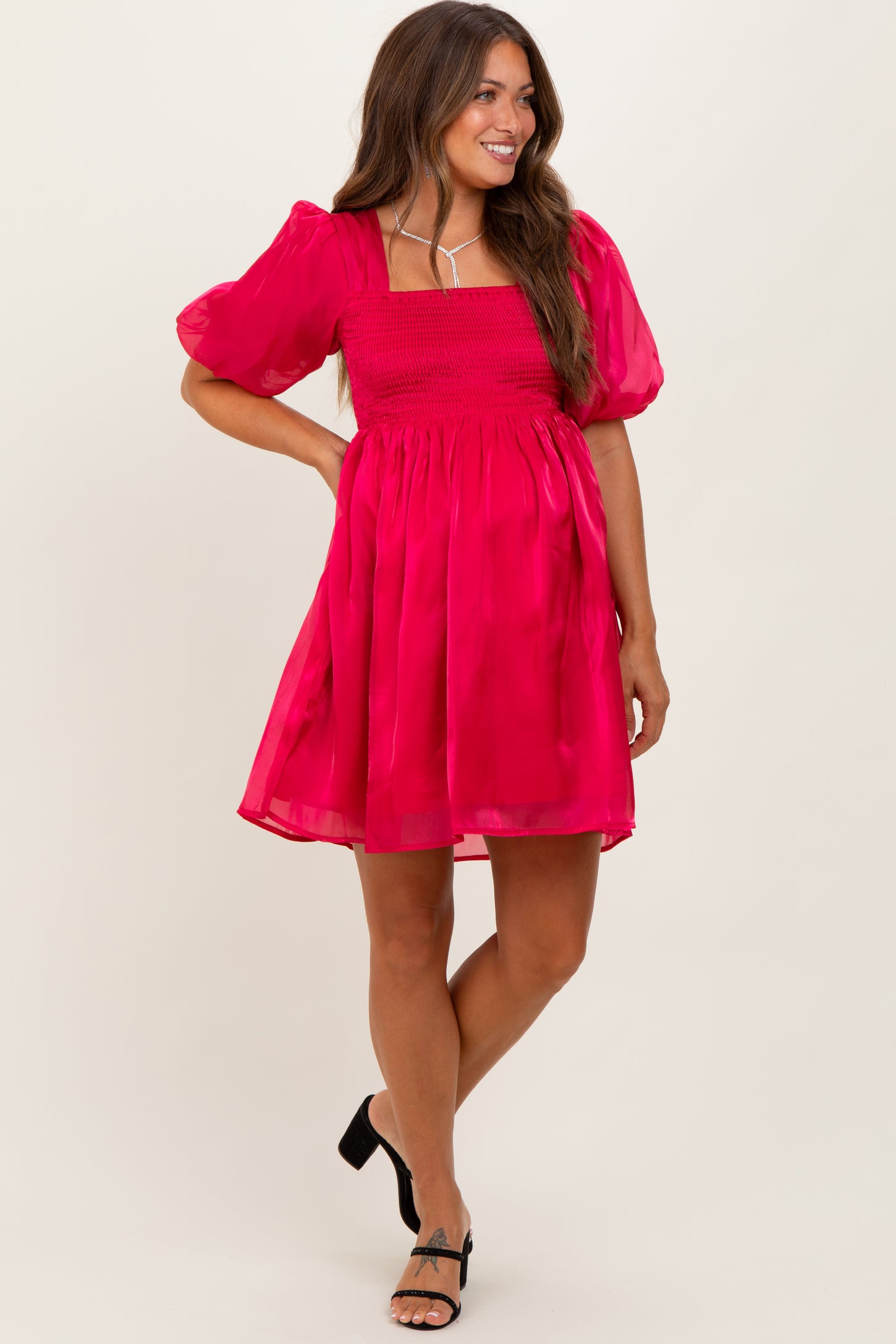 mini red maternity dress Red Bow Detail Long Sleeve Sweatshirt Maternity Mini Dress PinkBlush
