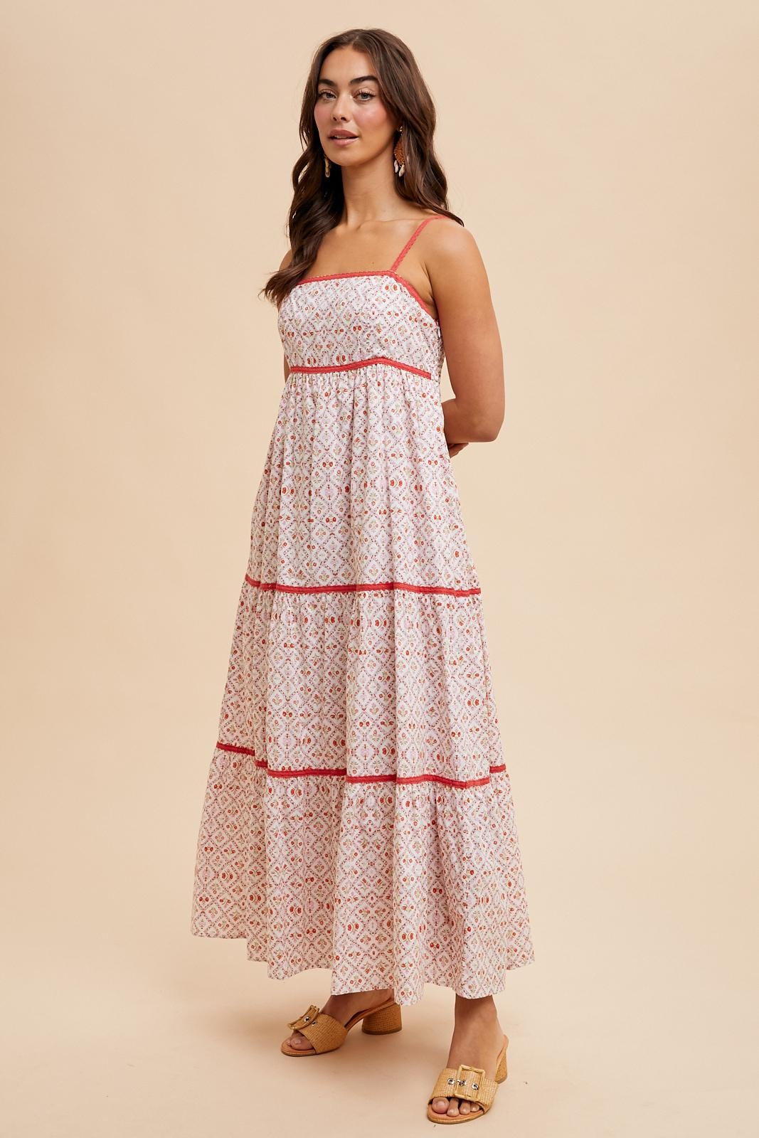 coral cotton dress Anna Cate Hampton Midi Coral Dress