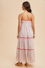 Coral Cotton Floral Maxi Dress