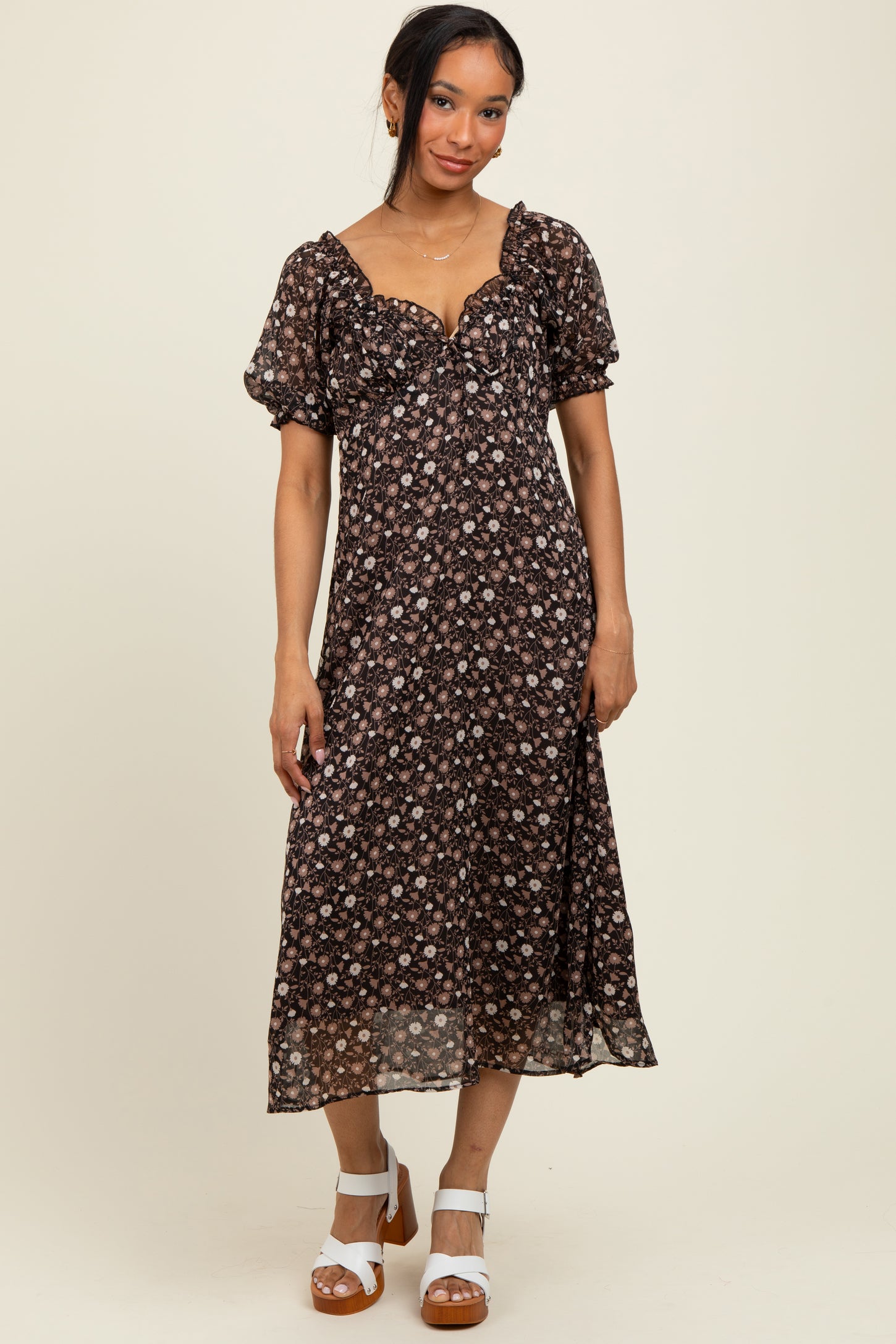 sweetheart puff sleeve midi dress Sweetheart Puff Sleeve Midi Dress