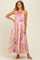 Pink Floral Cutout Tie Back Maxi Dress