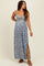 Blue Floral V-Neck Twist Front Keyhole Maternity Maxi Dress