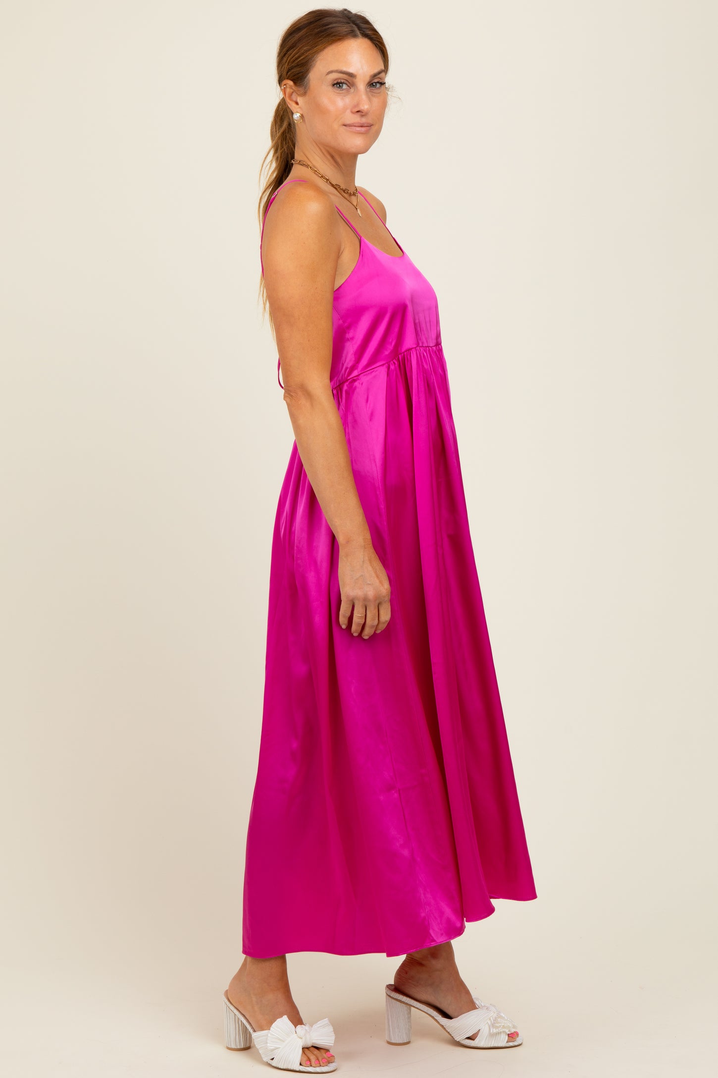 satin tie back midi dress MAXINE Adrienne Satin Tie Back Midi Dress | Wild Dove Boutique