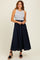 Ivory Contrast Striped Knit Sleeveless Midi Dress
