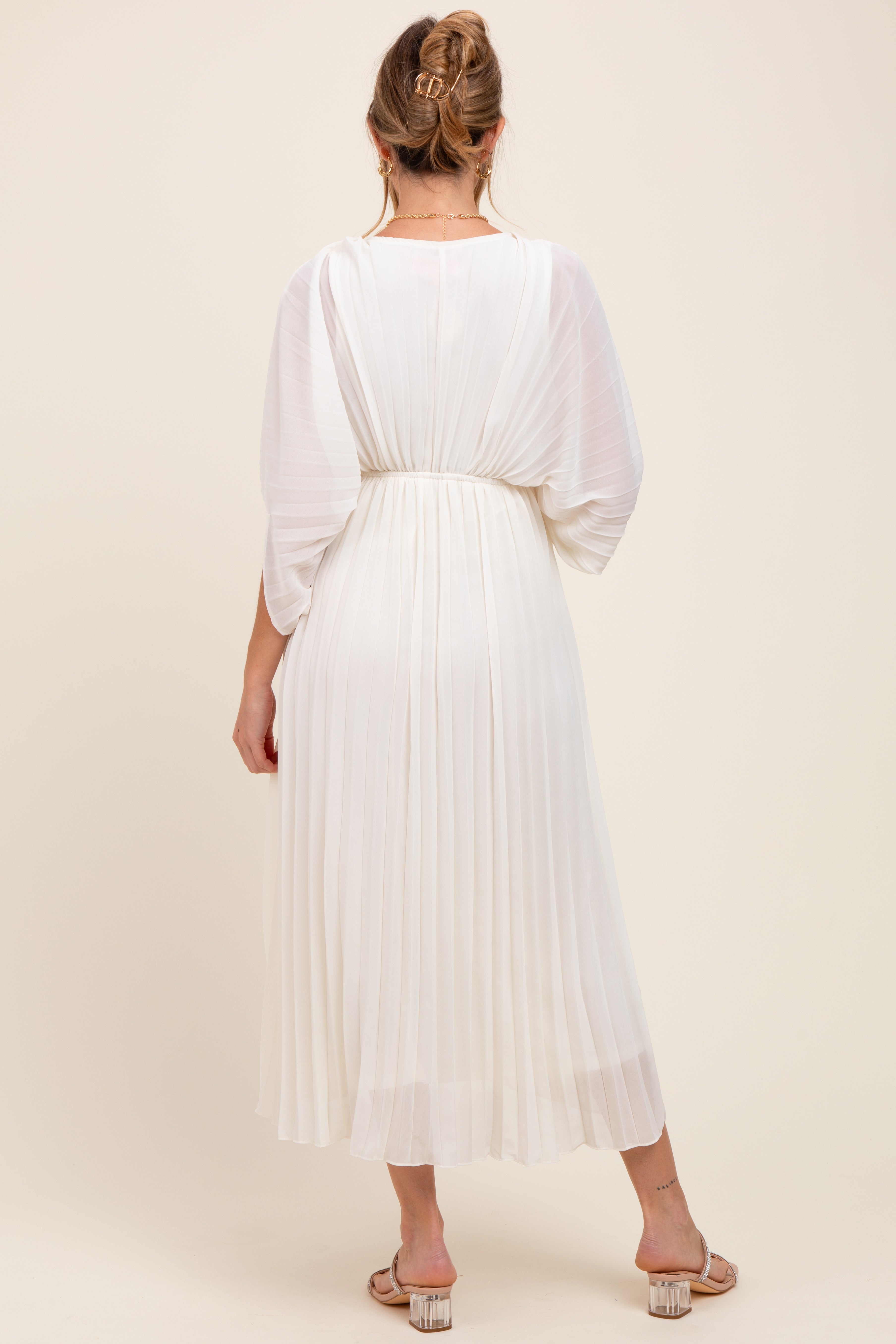 white pleated maternity dress Fashion Organza Pleated Maternity Dress for Photo Shoots Dress for Pre   yewendress