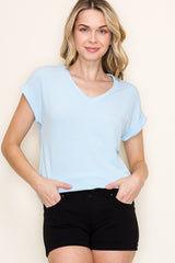 Light Blue Terry Short Sleeve Top