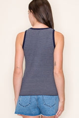 Navy Striped Knit Tank