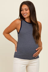 Navy Striped Knit Maternity Tank