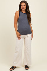Navy Striped Knit Maternity Tank