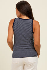 Navy Striped Knit Maternity Tank