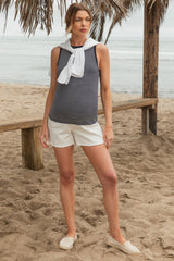 Navy Striped Knit Maternity Tank