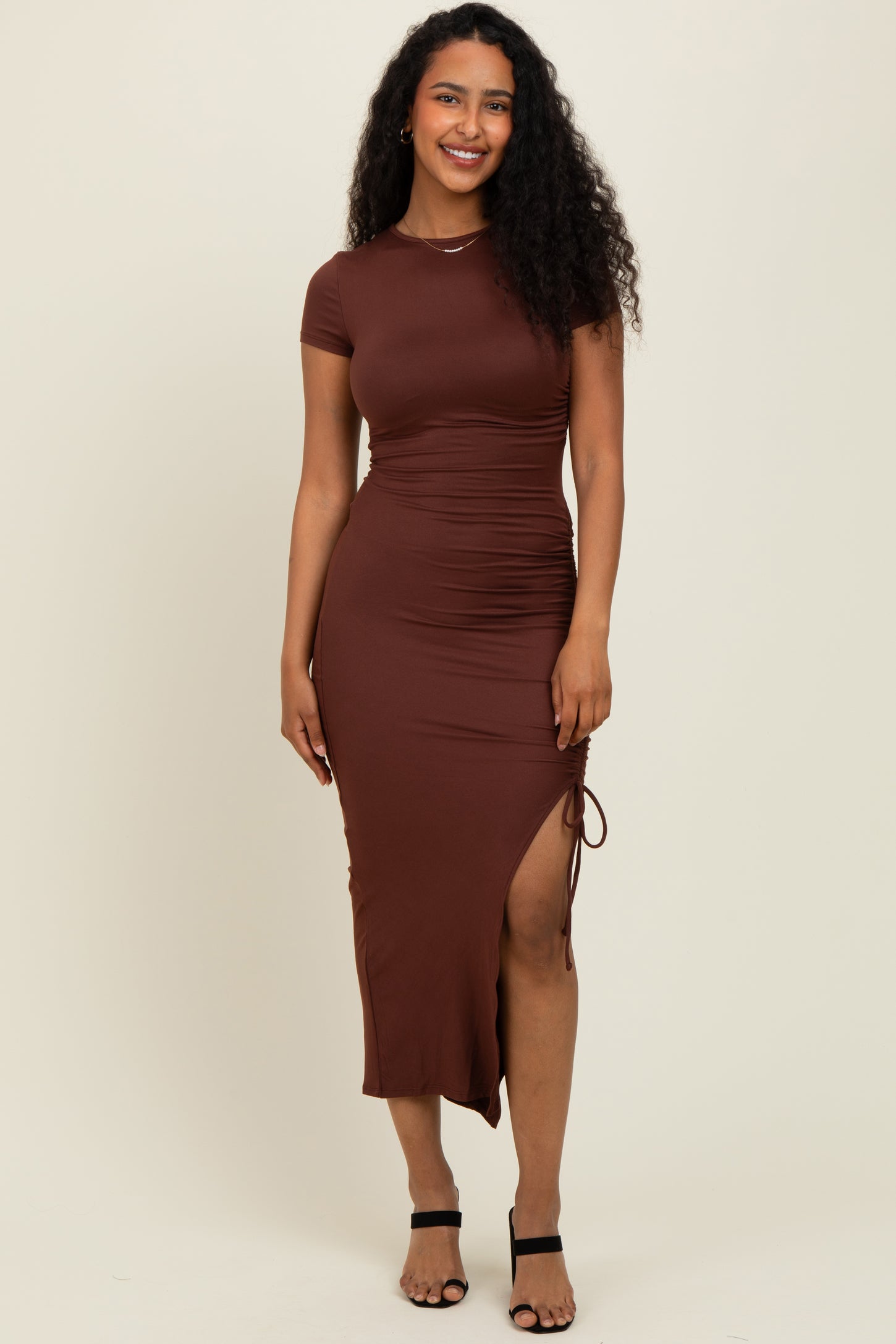 Brown Side Slit Maxi Dress Brown Side Slit Maxi Dress