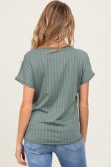 Olive Ribbed Relaxed Maternity Tee