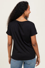 Black Ribbed Relaxed Maternity Tee