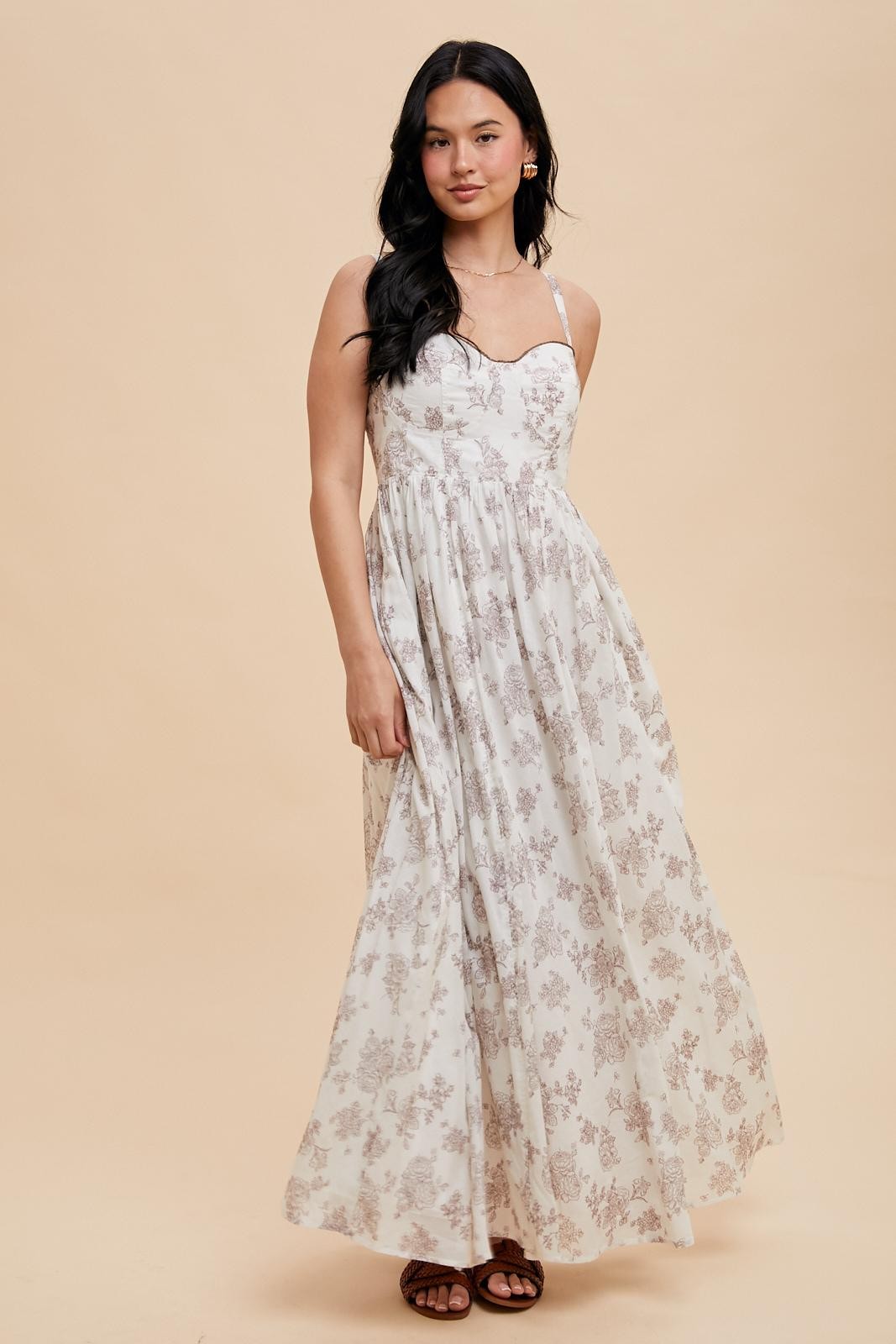 Ivory Cotton Floral Bustier Maternity Maxi Dress Ivory Cotton Floral Bustier Maternity Maxi Dress