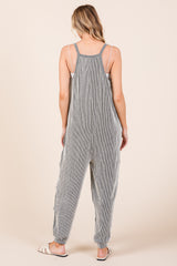 Charcoal Ribbed Sleeveless Jumpsuit