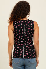 Black Floral Ribbed Maternity Tank Top