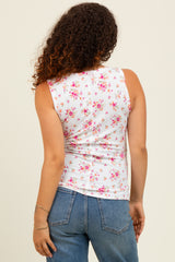 Ivory Floral Ribbed Maternity Tank Top