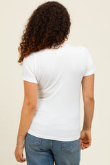 Ivory Snap Button Maternity Short Sleeve Top