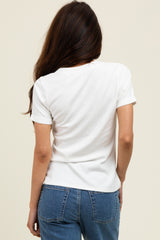Ivory Snap Button Short Sleeve Top