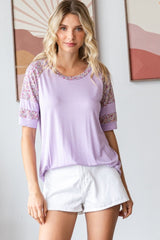 Lilac Floral Contrast Raglan Short Sleeve Maternity T-Shirt