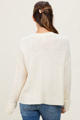 Cream Contrast Knit Open Maternity Cardigan