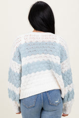 Light Olive Colorblock Chunky Knit Open Cardigan