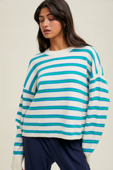 Green Multicolor Stripe Sweater