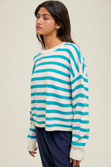Green Multicolor Stripe Sweater