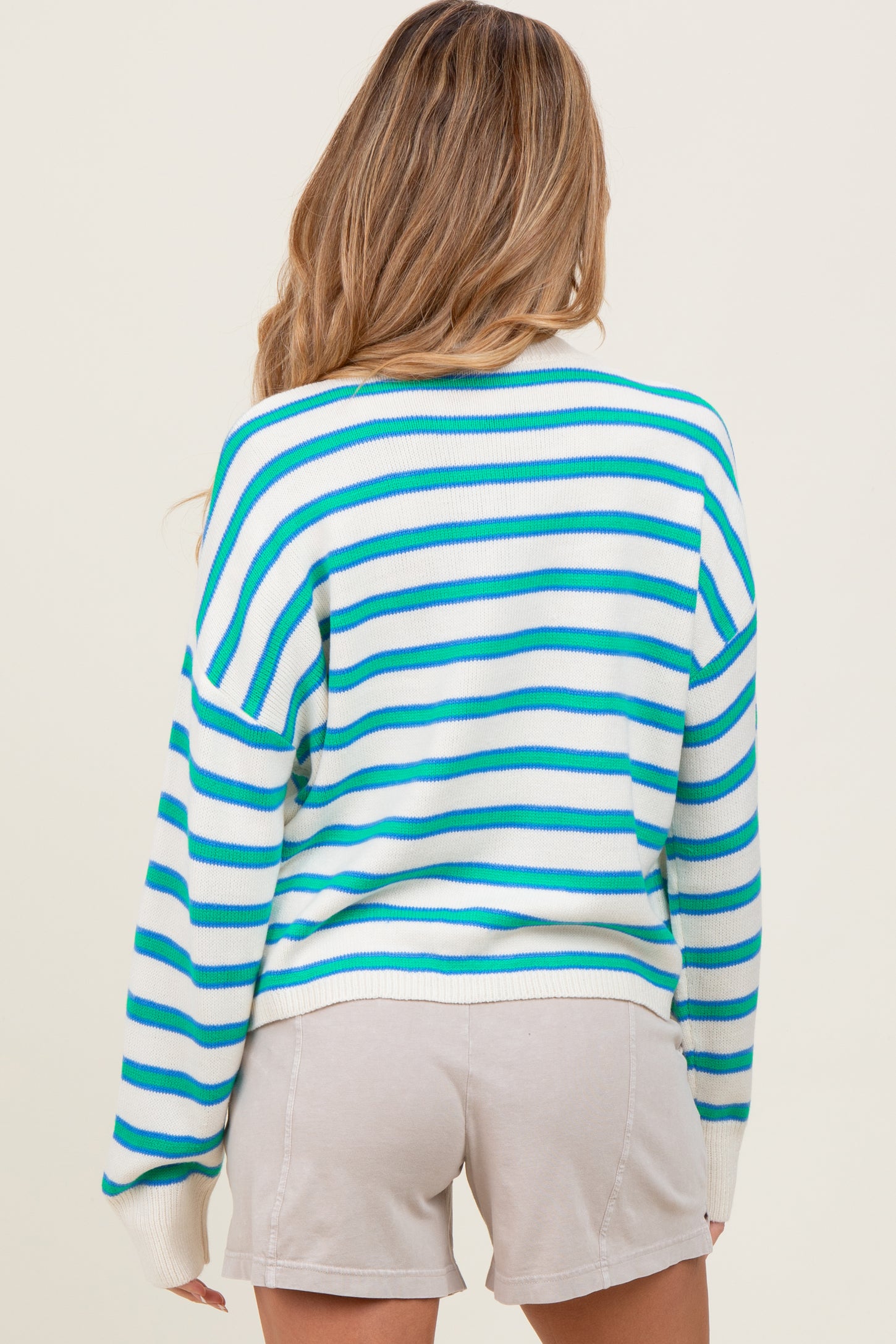 Green Multicolor Stripe Maternity Sweater