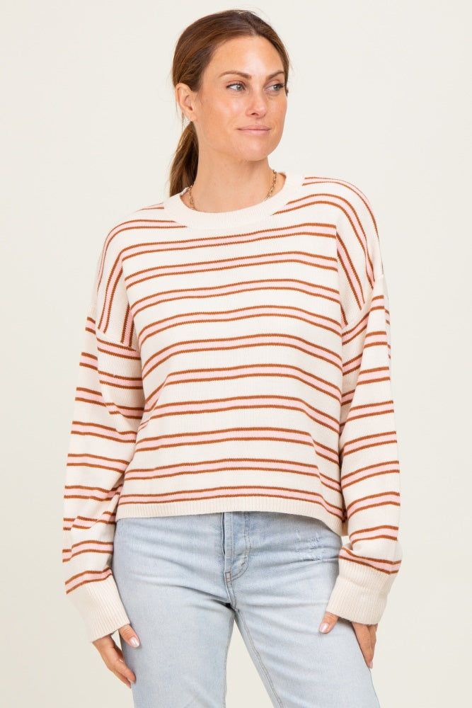 Pink Multicolor Stripe Maternity Sweater