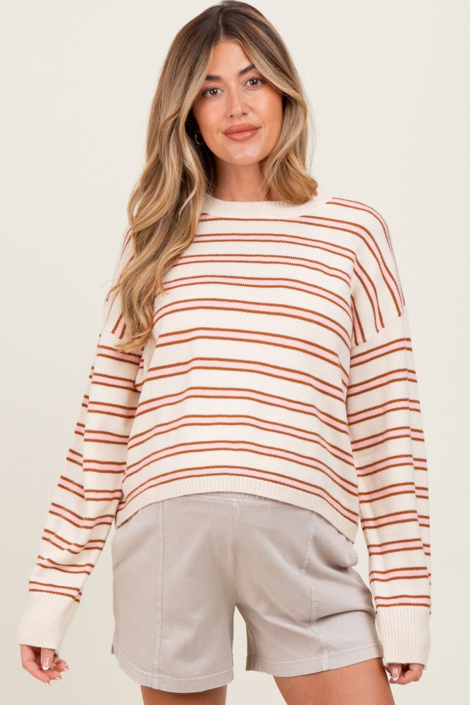 Pink Multicolor Stripe Maternity Sweater