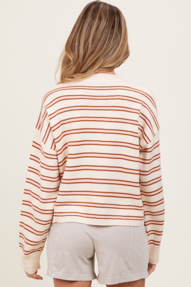 Pink Multicolor Stripe Maternity Sweater