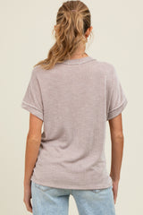 Taupe Ribbed Exposed Seam Maternity Short Sleeve Top