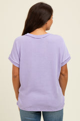 Lavender Exposed Seam Short Sleeve Maternity Top