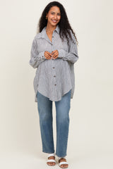 Black Checker Plaid Oversized Button Down Maternity Shirt