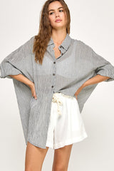 Black Checker Plaid Oversized Button Down Shirt