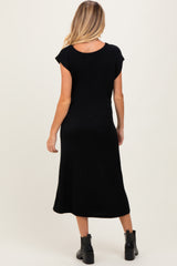 Black Short Sleeve Maternity Maxi Sweater Dress
