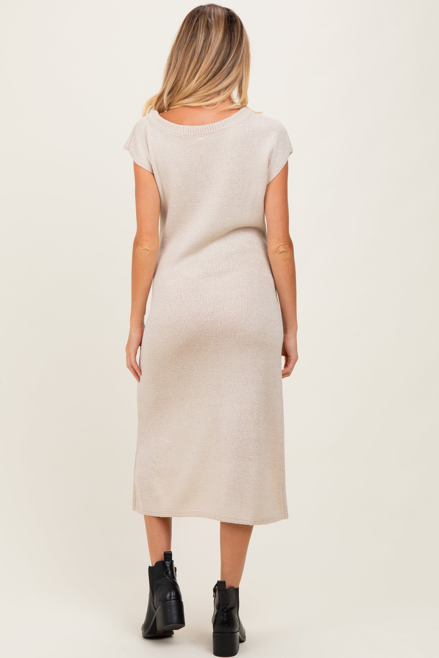 Cream Short Sleeve Maternity Maxi Sweater Dress Cream Short Sleeve Maternity Maxi Sweater Dress