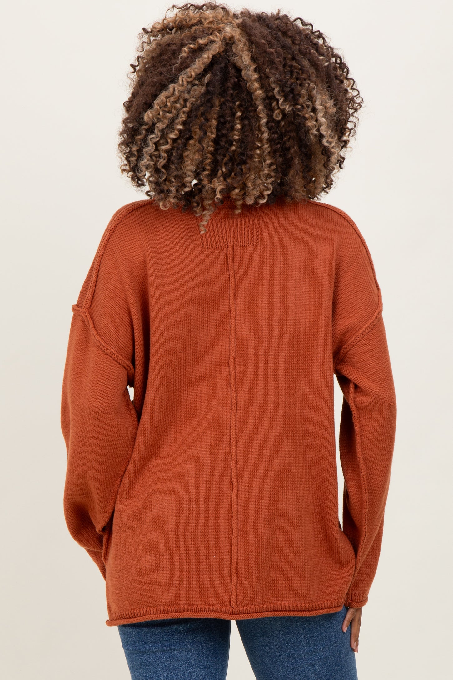 Brick Oversized Exposed Seam Maternity Sweater