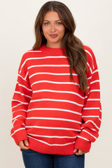 Red Striped Oversized Maternity Sweater