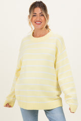 Yellow Striped Oversized Maternity Sweater