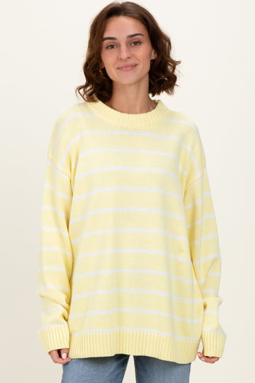 Yellow Striped Oversized Sweater