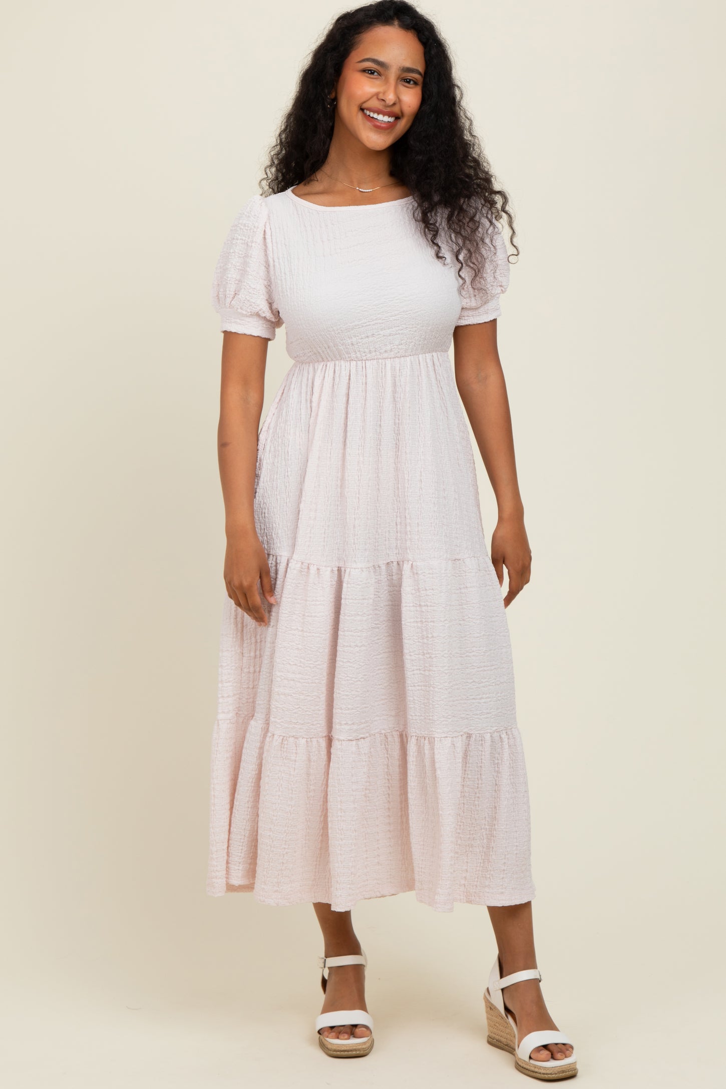 pink tiered shirt dress Tiered Raw Edge Washed Shirt Dress for Women Krush Kandy