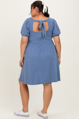 Vintage Denim Puff Rib Plus Babydoll Dress