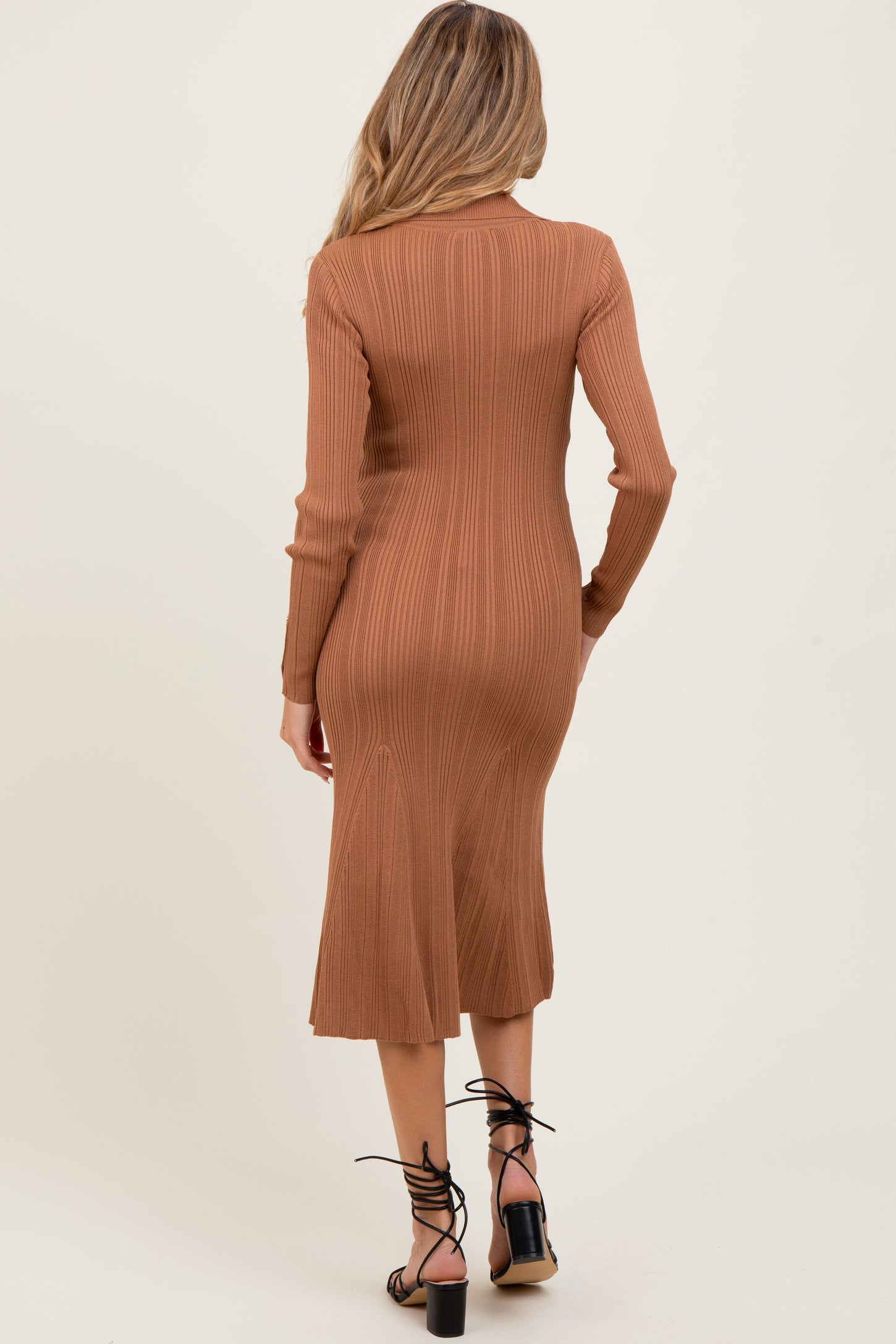 Brown Fit And Flare Maternity Midi Dress Brown Fit And Flare Maternity Midi Dress