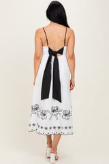 Ivory/Black Floral Embroidered Maxi Dress